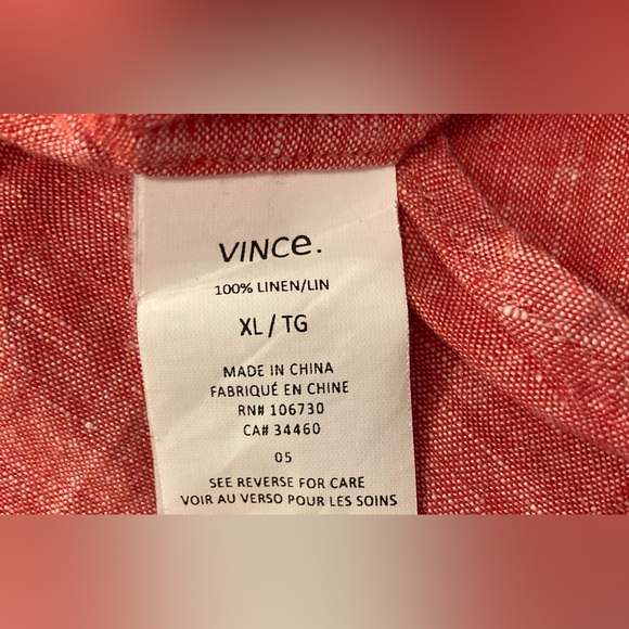 Vince 🟣 Men's Size XL Linen Button-Up Shirt in Salmon - Picture 7 of 8
